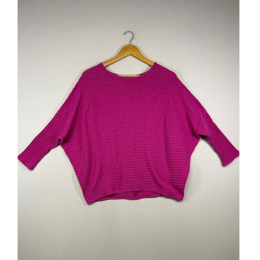 Barbiecore Parallel Skies Womens Lg Pink Batwing Ribbed Knit‎ Sweater TP-MS-1745